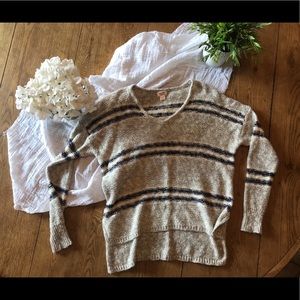 Striped long sleeve knit sweater